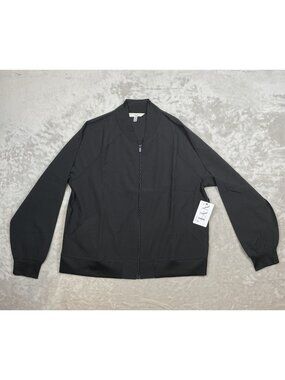New York Laundry Black Zip-Up Jacket Medium Polyester Spandex Blend